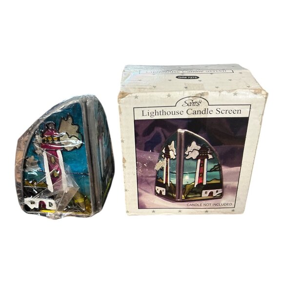 Scott’s Collectables Lighthouse Candle Screen – Stained Glass Look – Gift #7275 - Picture 2 of 8